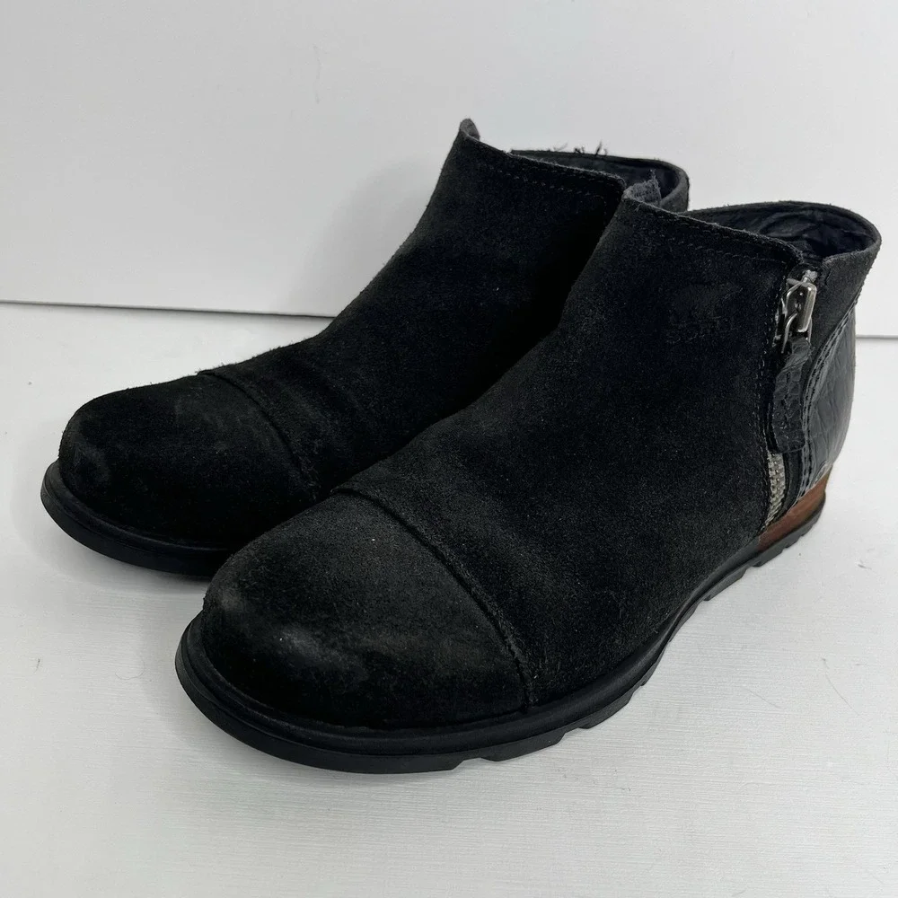 Sorel Womens 5 Major Low Black Full Grain Leather EVA Microfleece Outdoor Boot